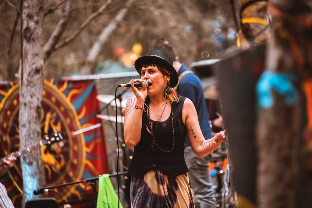 Singer performing at Earth Garden